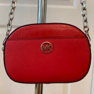 NWOT MICHAEL KORS JET SET GLAM SMALL MINI FRONT POCKET OVAL CROSSBODY BAG